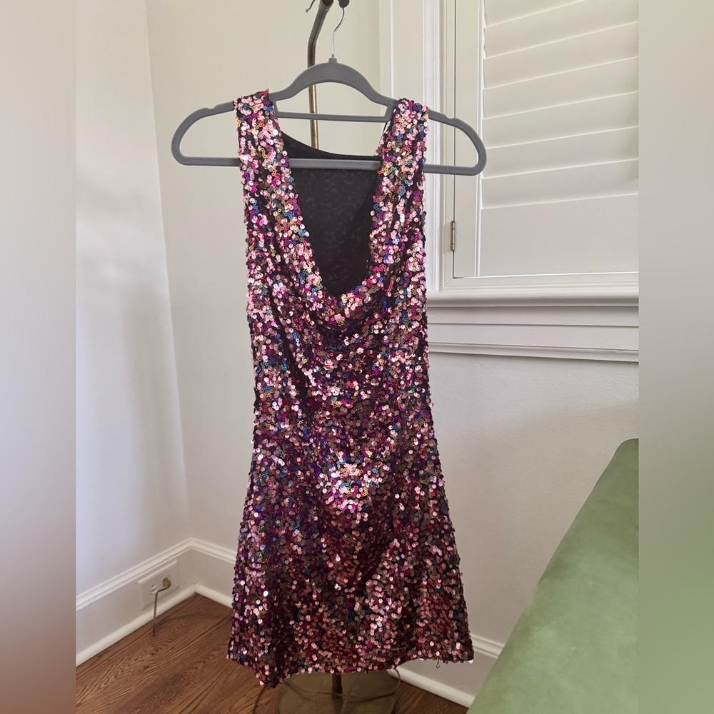 Zara Sequin Pink and Silver Mini Dress